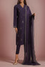 Saya | Embroidered Self Jacquard 3 Piece With Chiffon Dupatta - 100% Original Brand Product