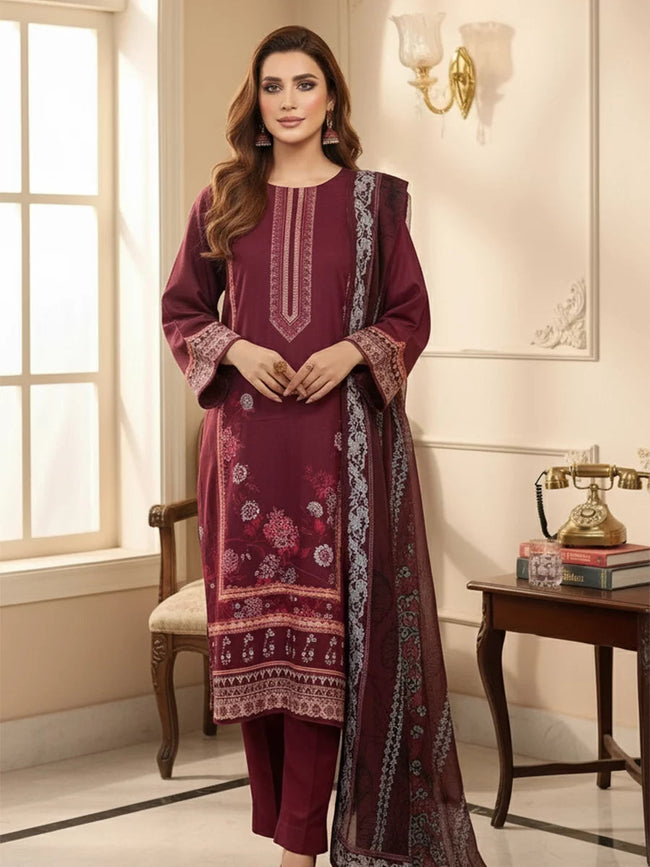 Salitex | Unstitched Suits | 3PC Unstitched Cambric Printed Suit (SSW6U3P821UT) - 100% Original Brand Product Hover Image