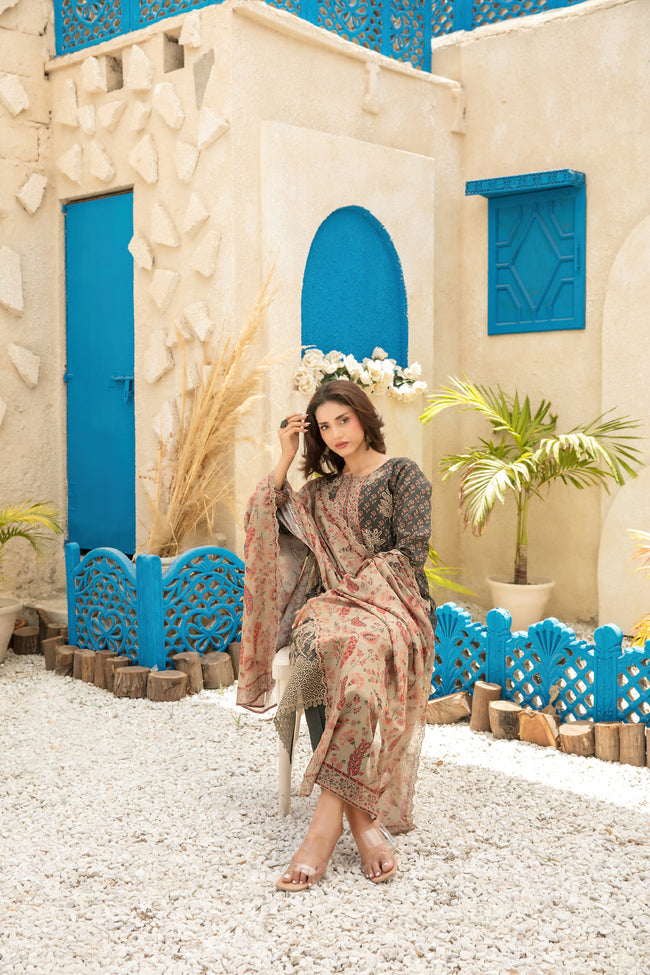 Tawakkal | Unstitched 3-Piece Lawn Collection | Neel 3pcs Un-Stitched EmbPrinted Lawn D-4125 - 100% Original Brand Product Main Image