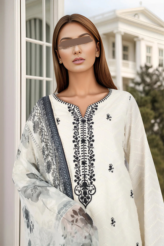 SAYA | Women’s 3-Piece Suit | 3pc Embroidered Self Jacquard - 100% Original Brand Product Main Image
