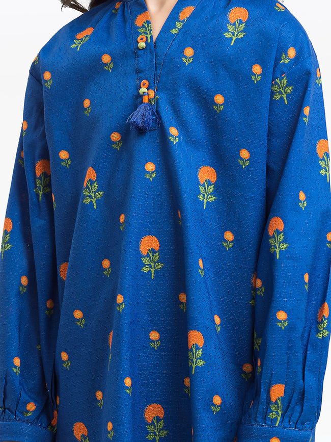 edenrobe | Girls 2-Piece Dobby Co-ord Set | Blue - 100% Original Brand Product Main Image