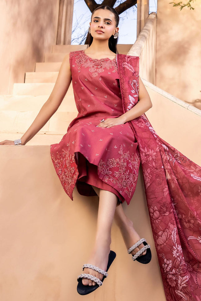 Motifz | 3 Piece Embroidered Lawn Unstitched Suit | Hurain - 100% Original Brand Product Main Image