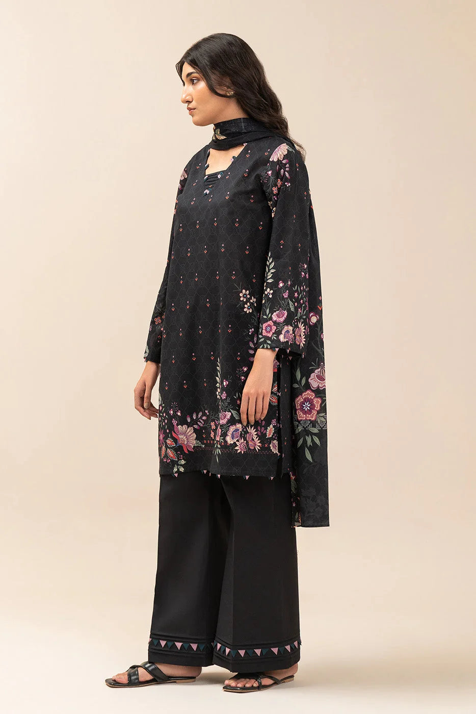 BeechTree | Unstitched 3 Piece Lawn Suit | Floral Eclipse - 100% Original Brand Product