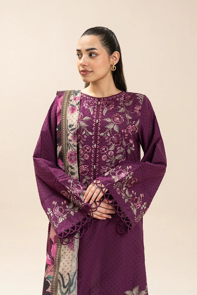 Beechtree | 3 Piece Unstitched Suit | Sable Grace Embroidered Jacquard - 100% Original Brand Product Main Image