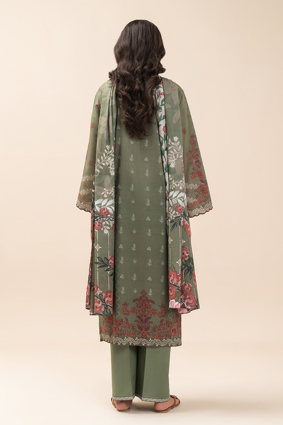 BeechTree | 3 Piece Printed Lawn Suit | Olive Essence - 100% Original Brand Product