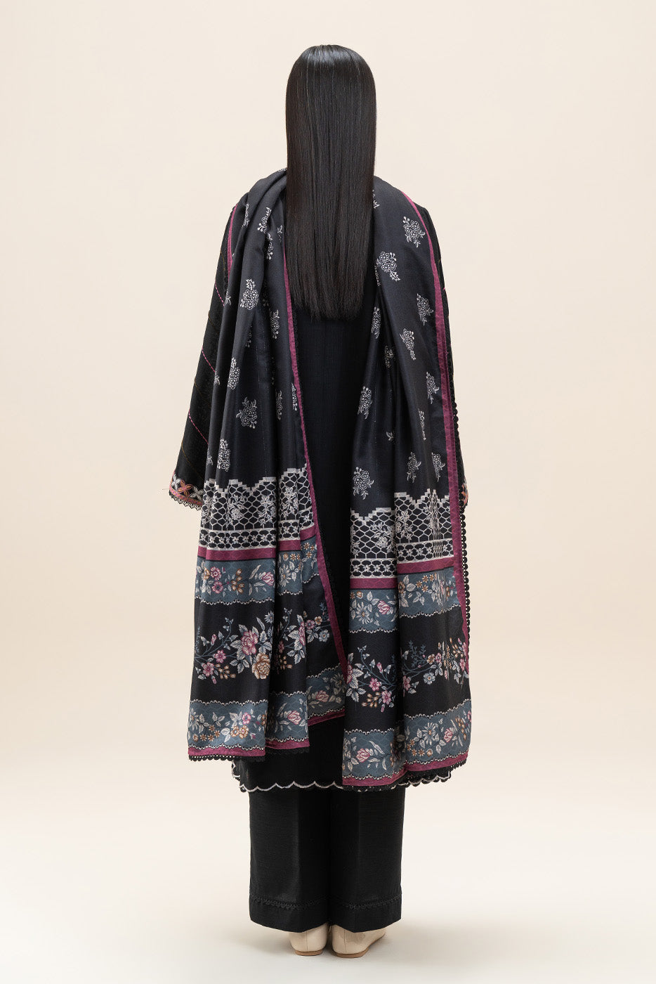 BeechTree | 3-Piece Embroidered Khaddar Suit | Obsidian Gem - 100% Original Brand Product