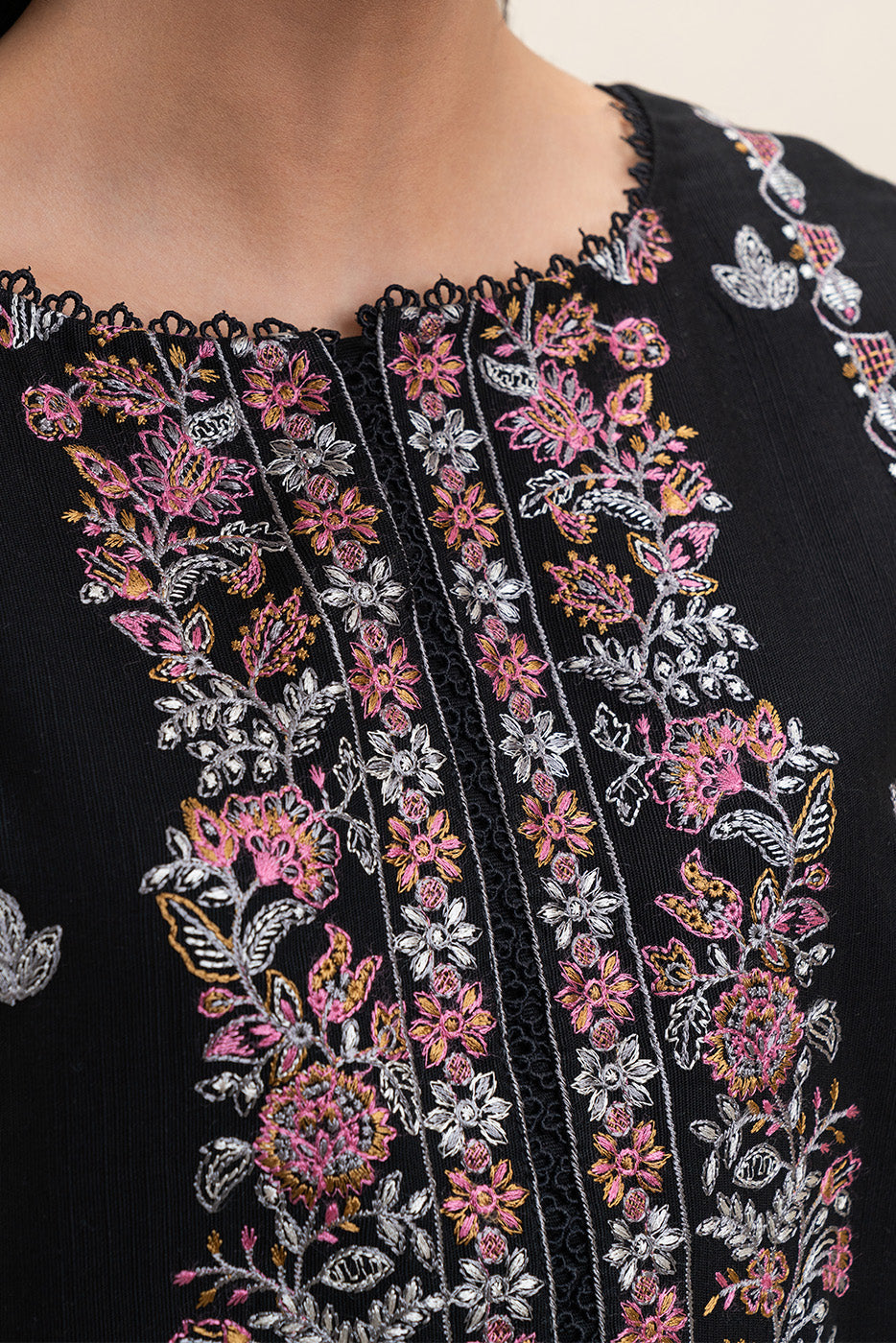 BeechTree | 3-Piece Embroidered Khaddar Suit | Obsidian Gem - 100% Original Brand Product