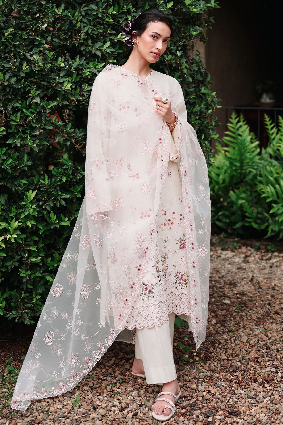 Cross Stitch | 3-Piece Embroidered Lawn Suit | Caramel Cream