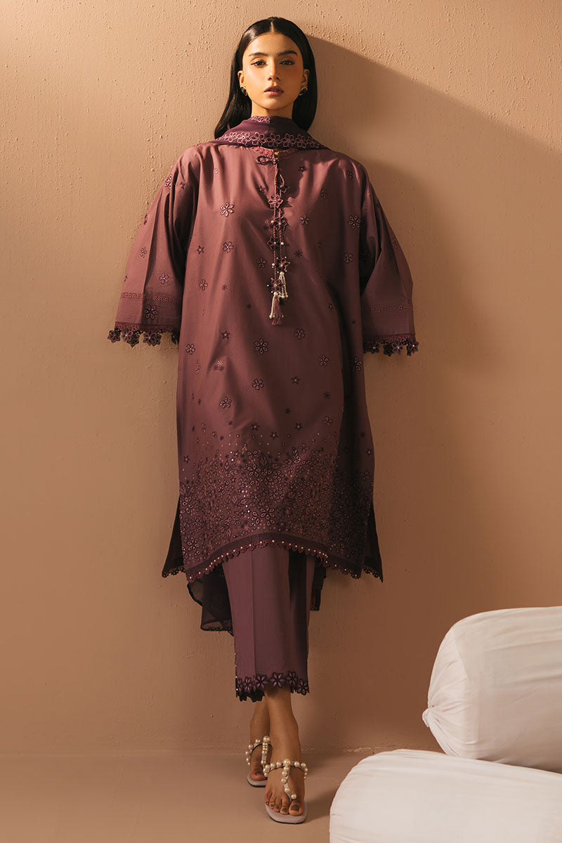 Cross Stitch | 3-Piece Embroidered Lawn Suit | Grape Amethyst - 100% Original Brand Product