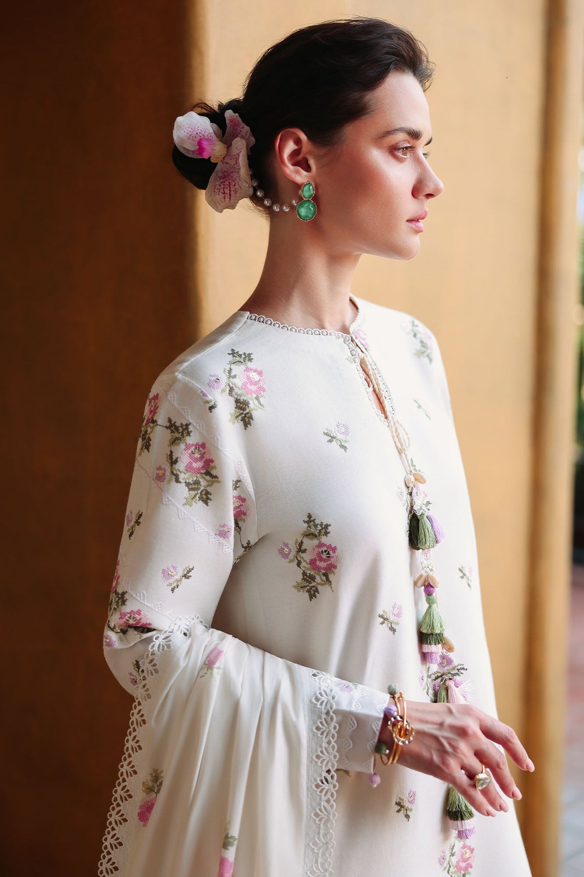 Cross Stitch | 3 Piece Embroidered Lawn Suit | Garden Ivory