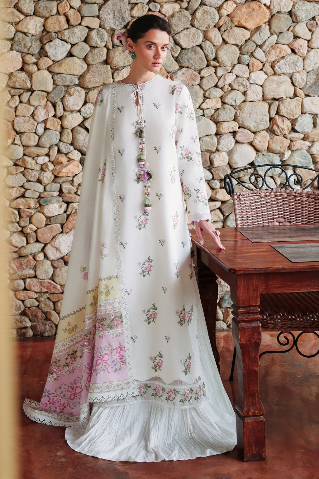 Cross Stitch | 3 Piece Embroidered Lawn Suit | Garden Ivory