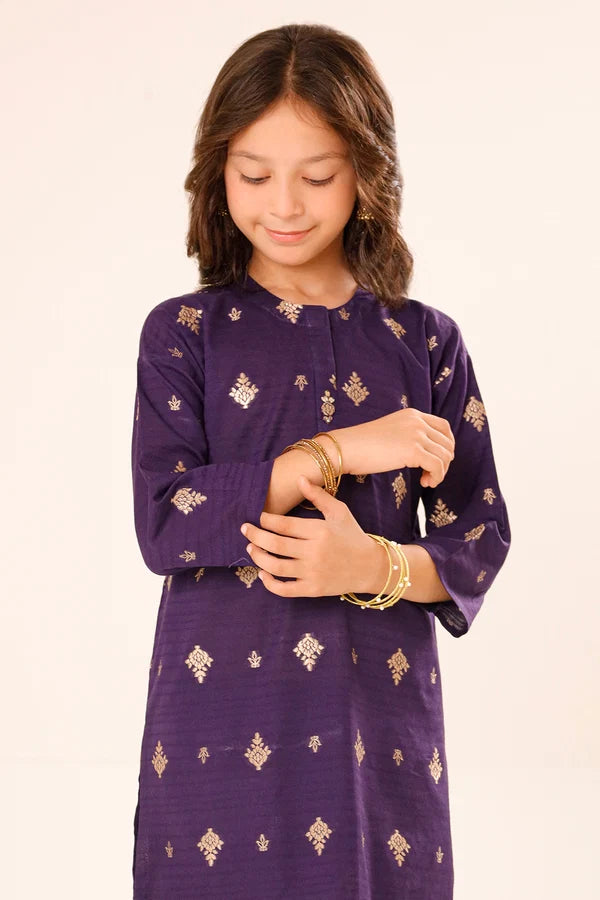 SAYA | Kids 2 Piece | Stitched Cotton Jacquard Shirt & Trouser - 100% Original Brand Product