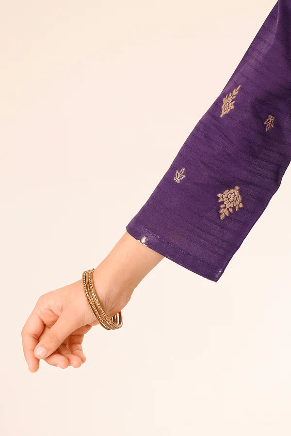 SAYA | Kids 2 Piece | Stitched Cotton Jacquard Shirt & Trouser - 100% Original Brand Product