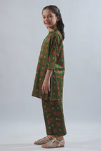 Saya | Kids 2-Piece | Olive Green Printed Shirt & Trouser Set - 100% Original Brand Product