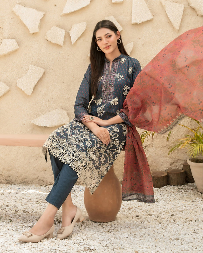 Tawakkal | Unstitched 3-Piece Lawn Collection | Neel 3pcs Un-Stitched EmbPrinted Lawn D-4123 - 100% Original Brand Product Hover Image