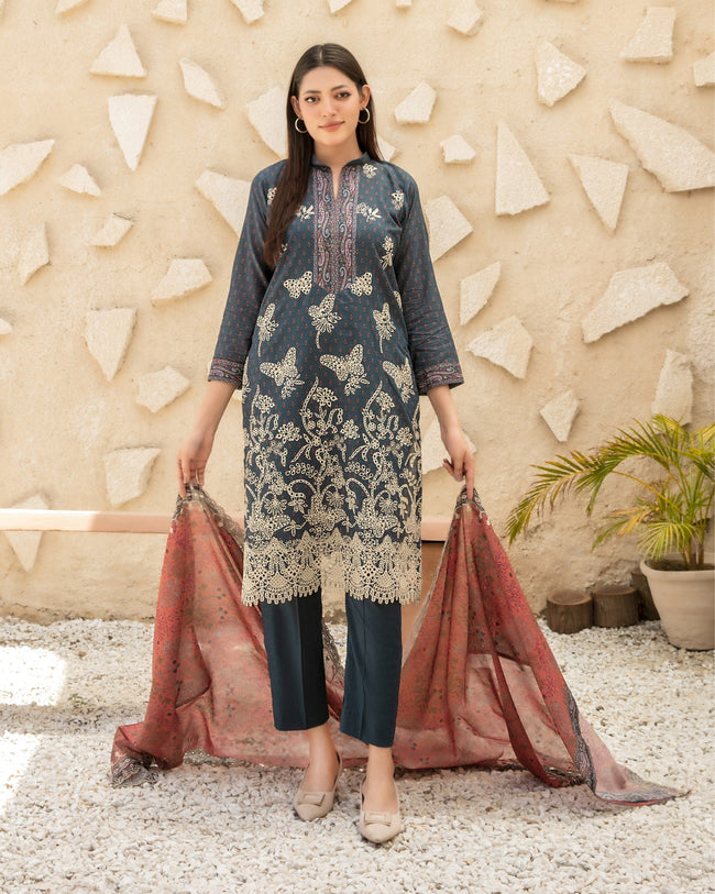 Tawakkal | Unstitched 3-Piece Lawn Collection | Neel 3pcs Un-Stitched EmbPrinted Lawn D-4123 - 100% Original Brand Product Main Image