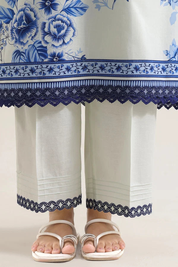 SAYA | Unstitched Embroidered Lawn 3 Piece | Blue Main Image