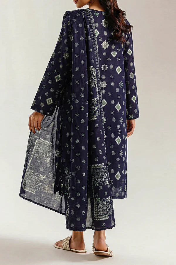 SAYA | Unstitched 3-Piece Suit | Navy Blue Printed Lawn U01-26219-P02B - 100% Original Brand Product Main Image