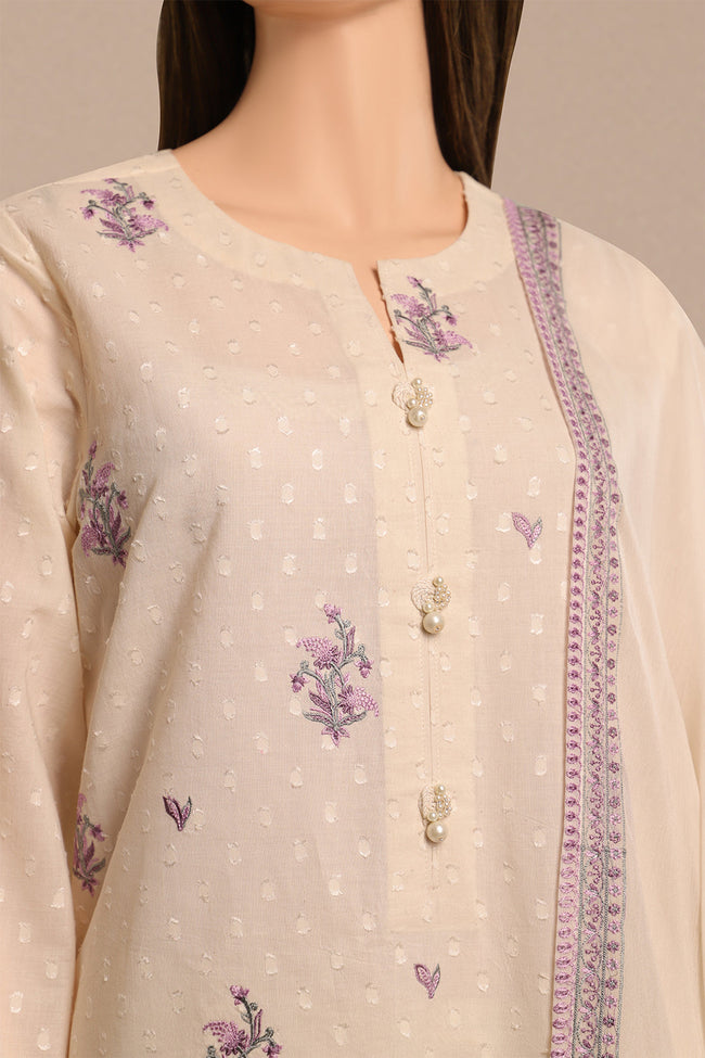 SAYA | Embroidered Self Jacquard With Chiffon Dupatta - 100% Original Brand Product Hover Image