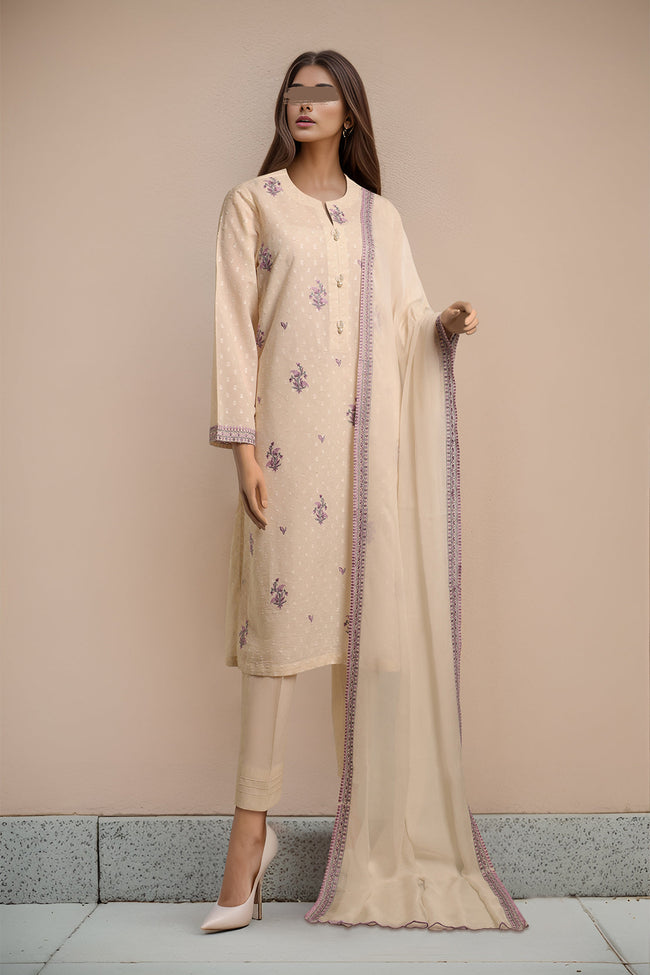 SAYA | Embroidered Self Jacquard With Chiffon Dupatta - 100% Original Brand Product Main Image