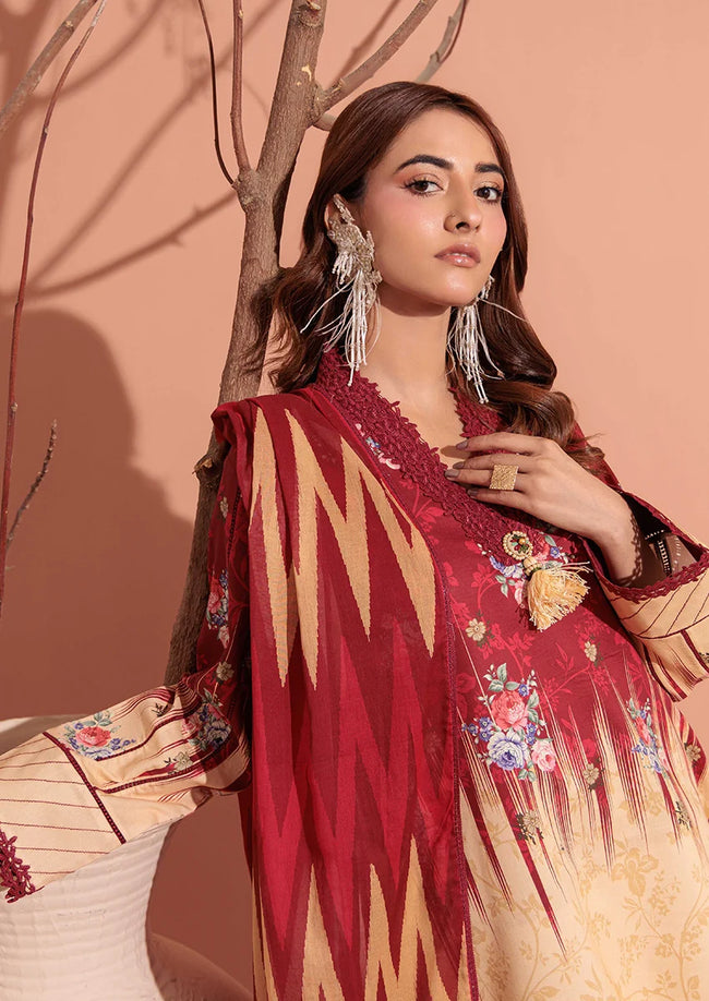 Bonanza | 3 Piece Embroidered Suit | Scarlet Sage - 100% Original Brand Product Hover Image