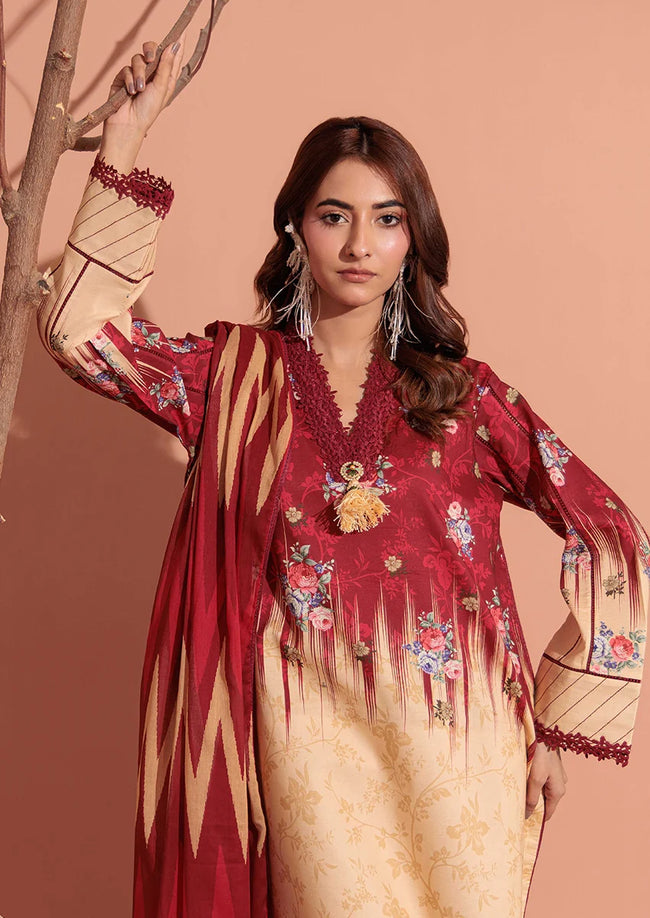 Bonanza | 3 Piece Embroidered Suit | Scarlet Sage - 100% Original Brand Product Main Image