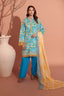 Bonanza Satrangi | 3-Piece Unstitched Suit | Cyan - 100% Original Brand Product