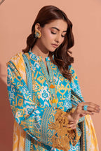 Bonanza Satrangi | 3-Piece Unstitched Suit | Cyan - 100% Original Brand Product