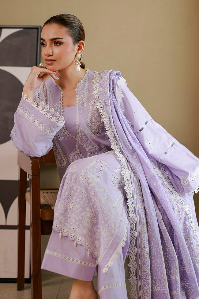 Zellbury | Women Unstitched Suits | Zellbury Lilac Embroidered Chikankari 3-Piece Suit WUC26E34059 Main Image
