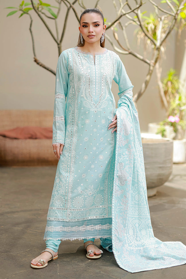 Zellbury | Women Unstitched Suits | Zellbury Light Blue Embroidered Chikankari 3-Piece Suit WUC26E34060 Hover Image