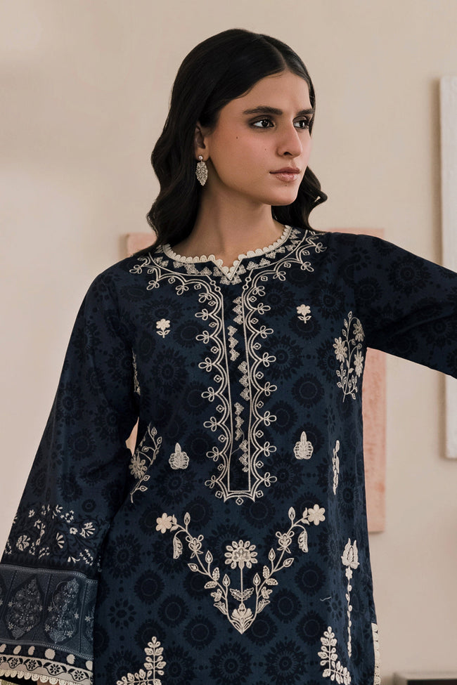 ZELLBURY Monochrome Embroidered Lawn Unstitched 3Pc Suit WUS26E30710 - 100% Original Brand Product Hover Image