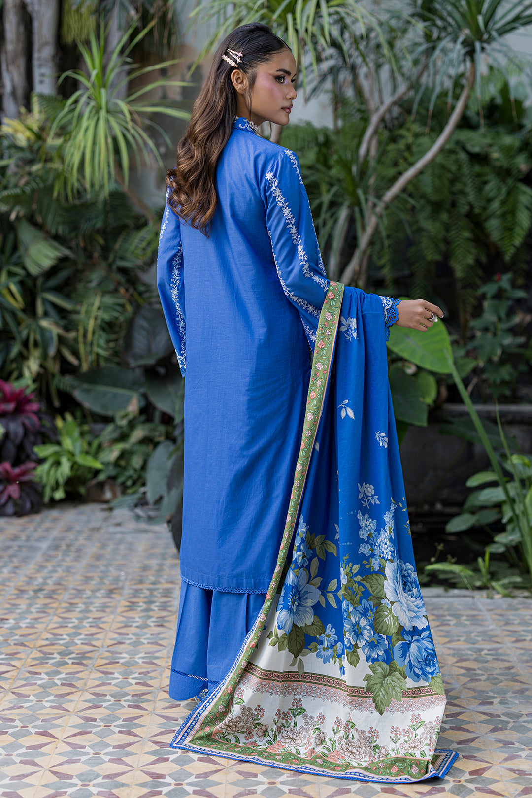 Zellbury | Women Unstitched Suits | Zellbury Royal Blue Embroidered Chikankari 3-Piece Suit WUS26E34079 - 100% Original Brand Product