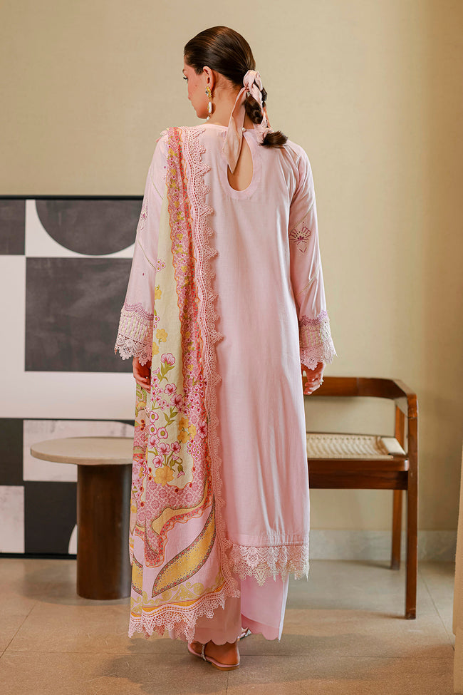 Zellbury | Women Unstitched Suits | Zellbury Pink Embroidered Chikankari 3-Piece Suit WUS26E34080 - 100% Original Brand Product Main Image