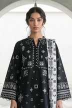 Zellbury Monochrome Printed Lawn Unstitched 3Pc Suit WUS26X30957 - 100% Original Brand Product