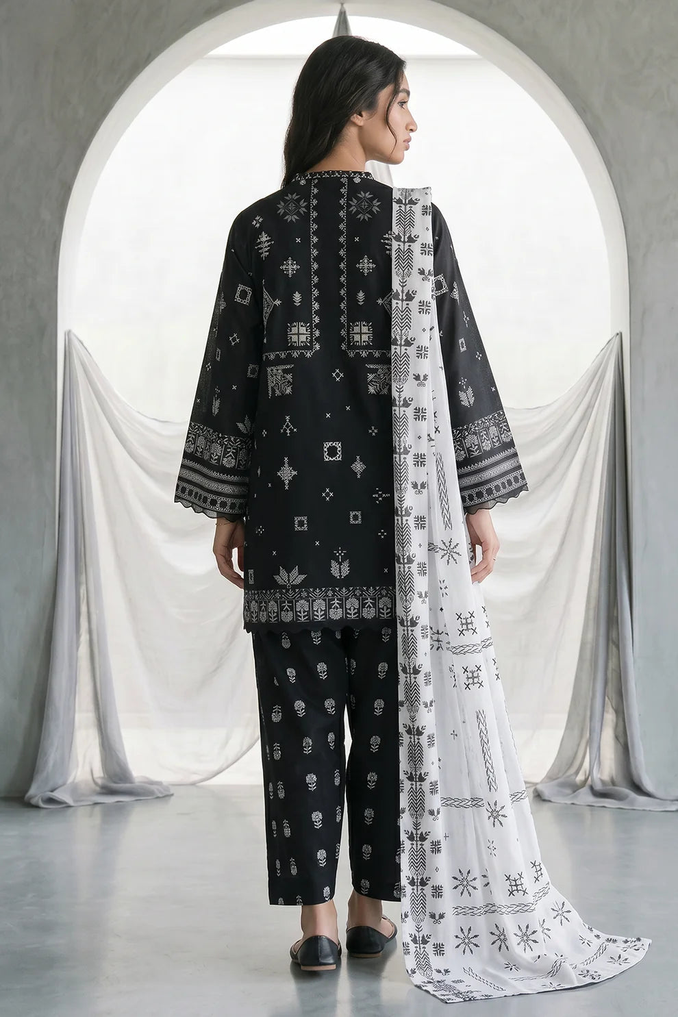 Zellbury Monochrome Printed Lawn Unstitched 3Pc Suit WUS26X30957 - 100% Original Brand Product