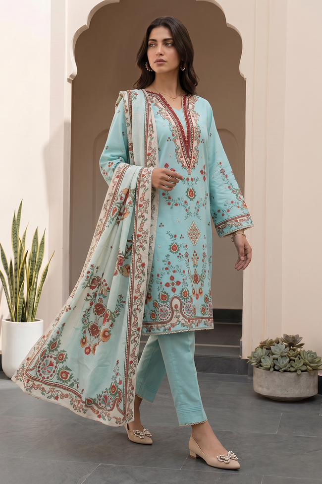 Zellbury | Women Unstitched Suits | 3PC Printed Lawn - 1022 - 100% Original Brand Product Hover Image