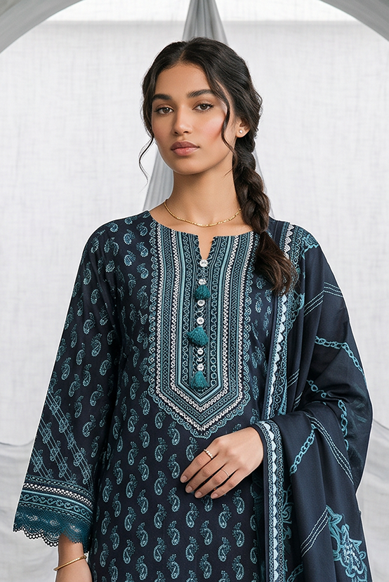 Zellbury | Women Unstitched | Shirt Shalwar Dupatta - 1077 (WUS26X31077) - 100% Original Brand Product Hover Image