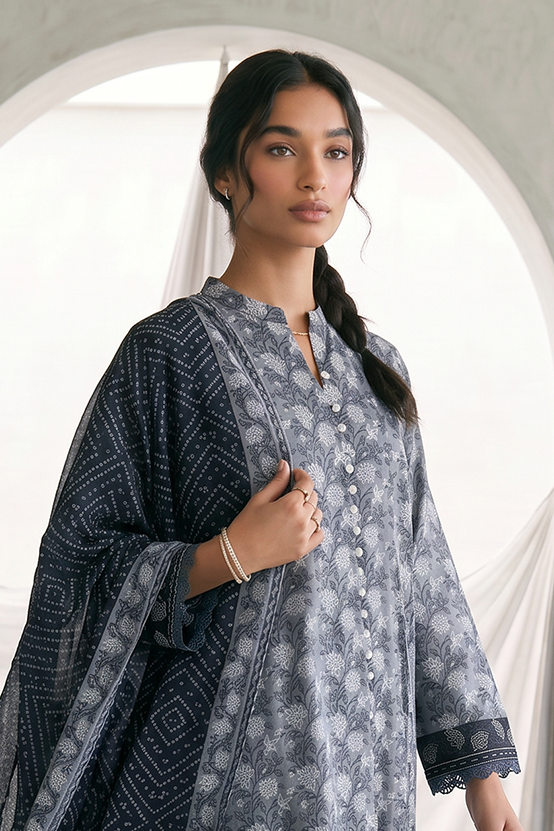 Zellbury | Women Unstitched | Monochrome 3-Piece Suit WUS26X31078 - 100% Original Brand Product Hover Image