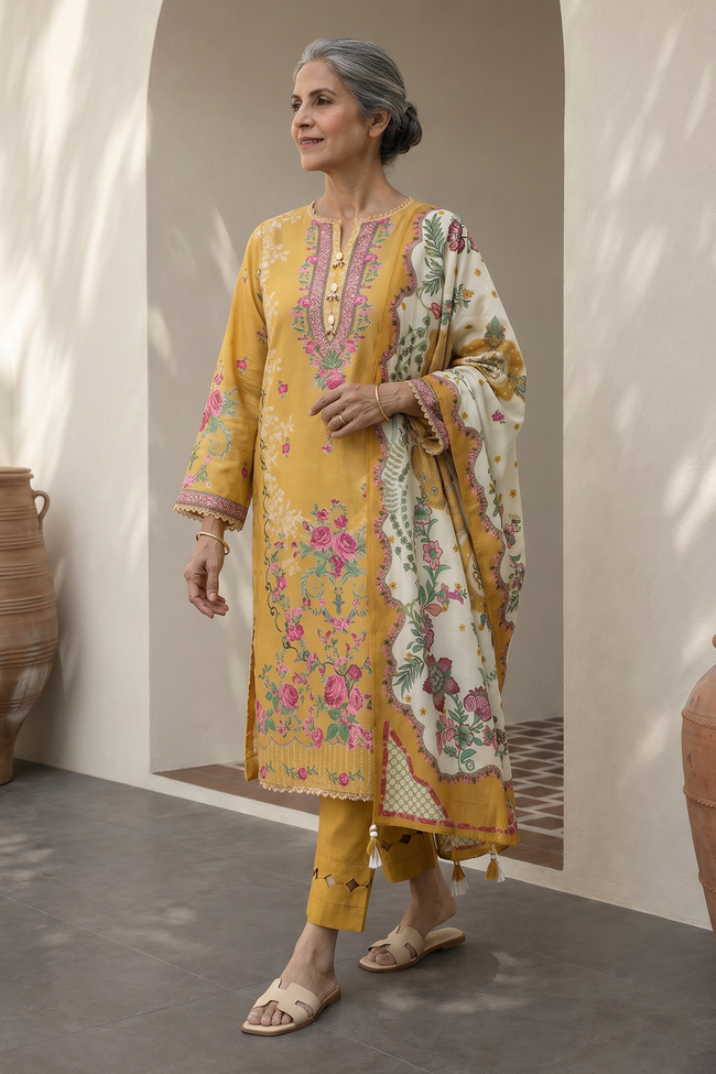 Zellbury Mother Printed Lawn 3 Piece Unstitched Suit WUS26X38008 - 100% Original Brand Product Hover Image