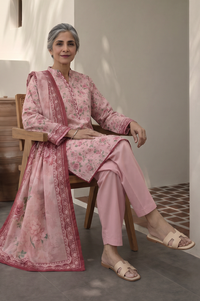 Zellbury | Women Unstitched Suits | Shirt Shalwar Dupatta - 8017 - 100% Original Brand Product Hover Image