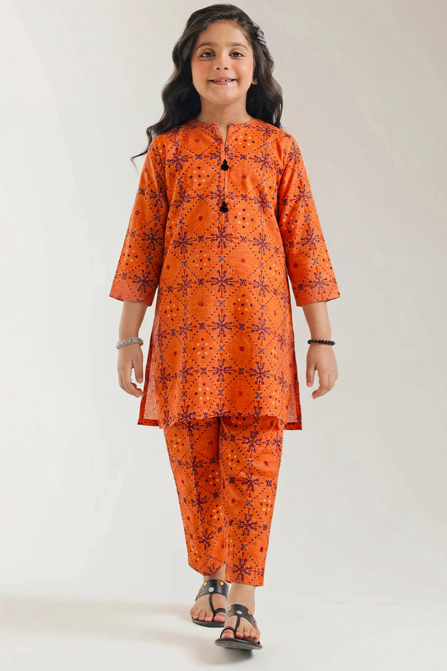Saya | Kids 2-Piece | Orange Printed Shirt & Trouser - 100% Original Brand Product Main Image